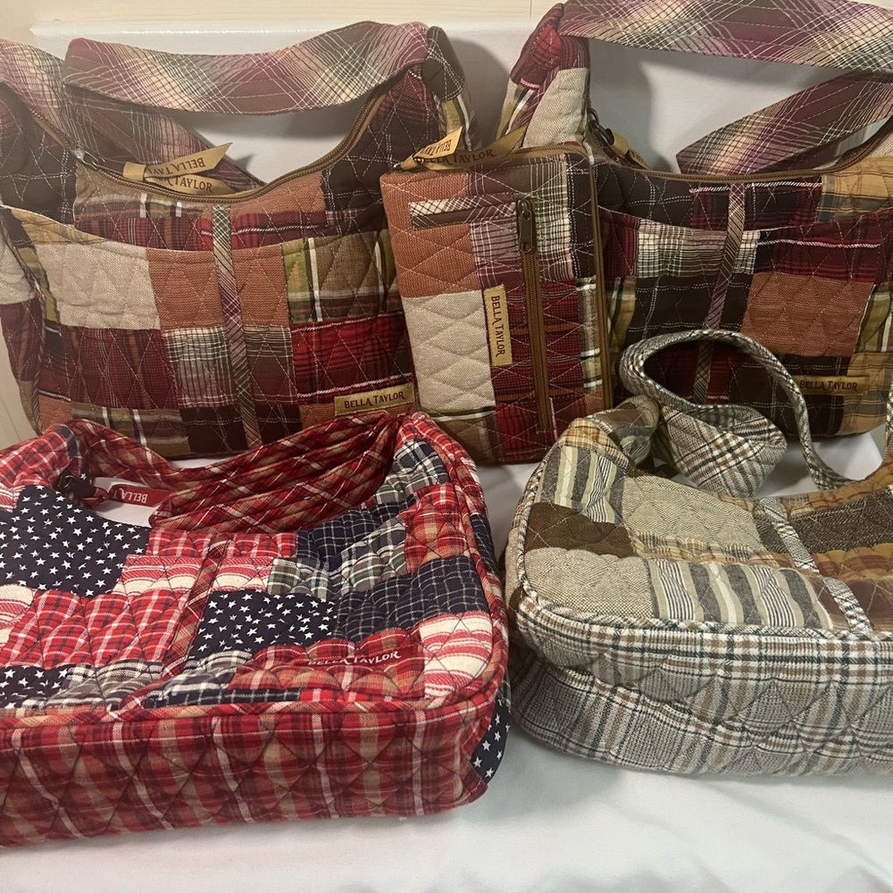 Bundle of 4-Bella Taylor Quilted Shoulder Bags or Purses + Bella Taylor Wallet